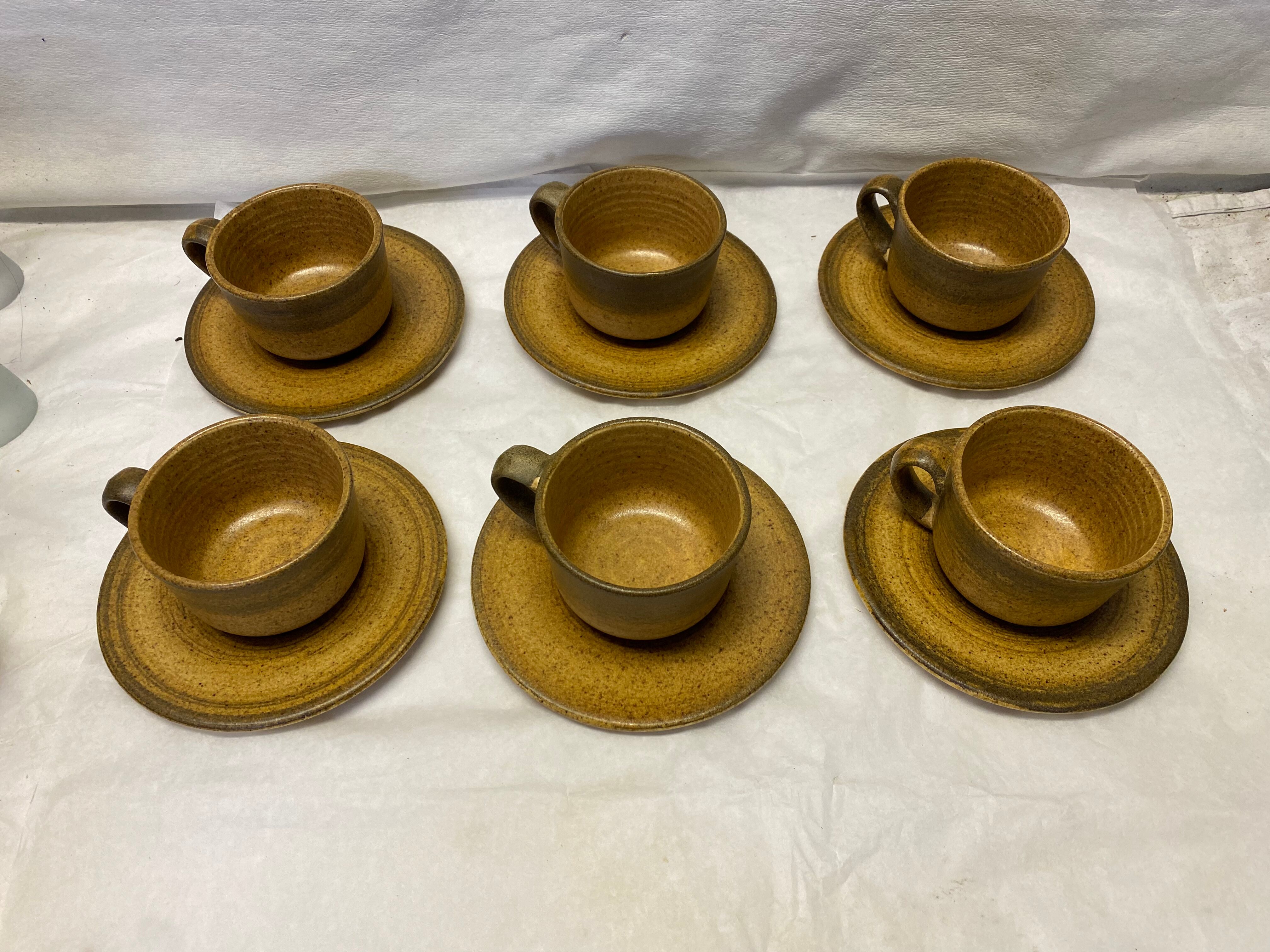 Set of 6 vintage stoneware cups