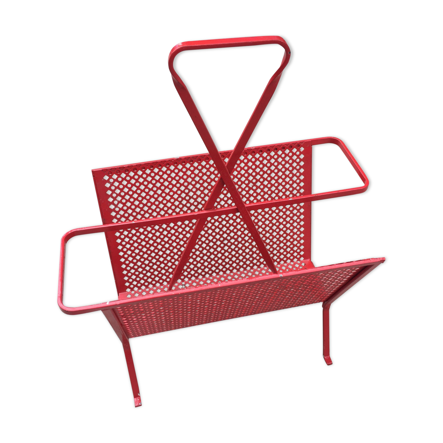 Red metal magazines holder 50s