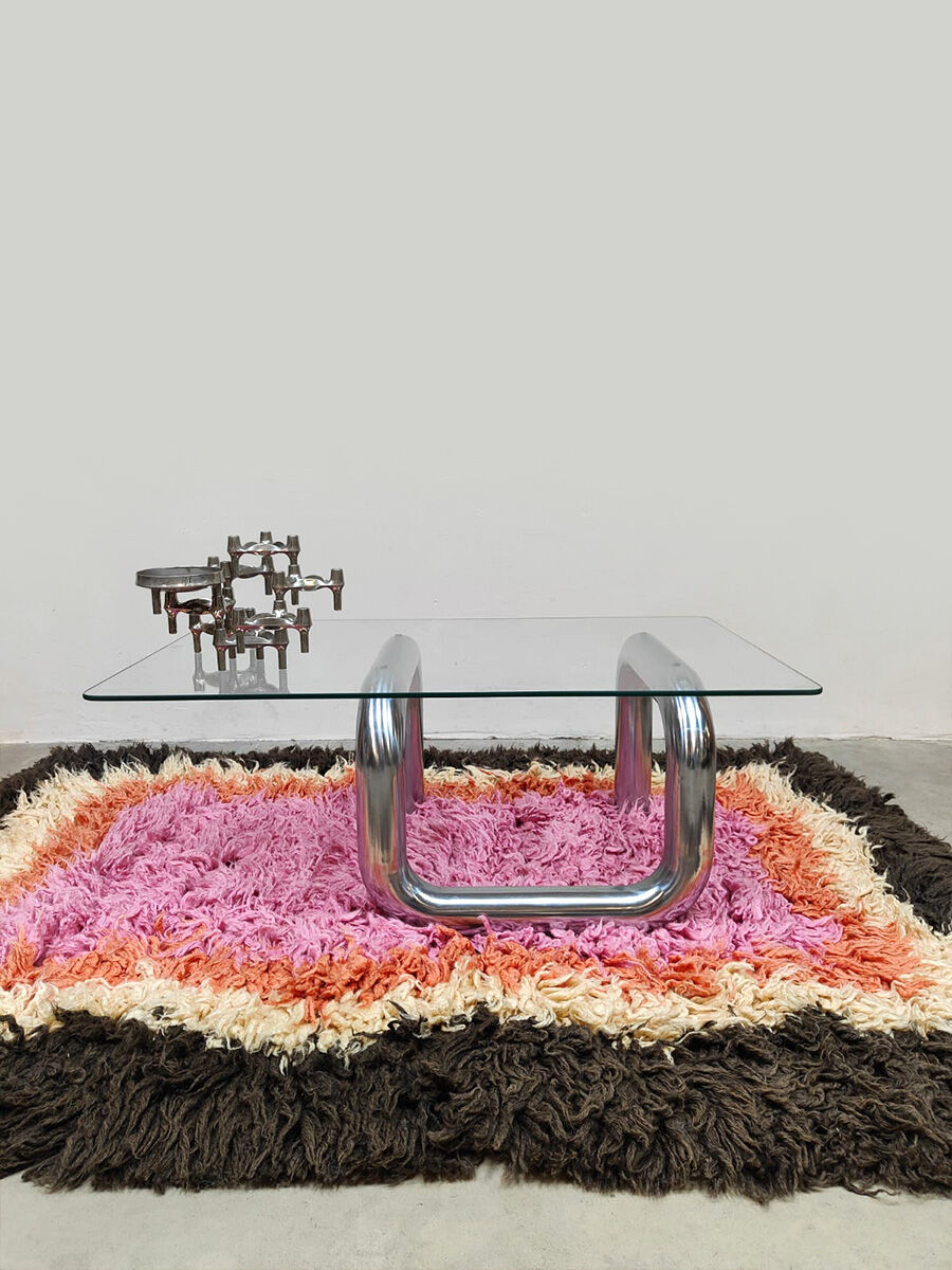 Vintage Italian design tube coffee table 1980