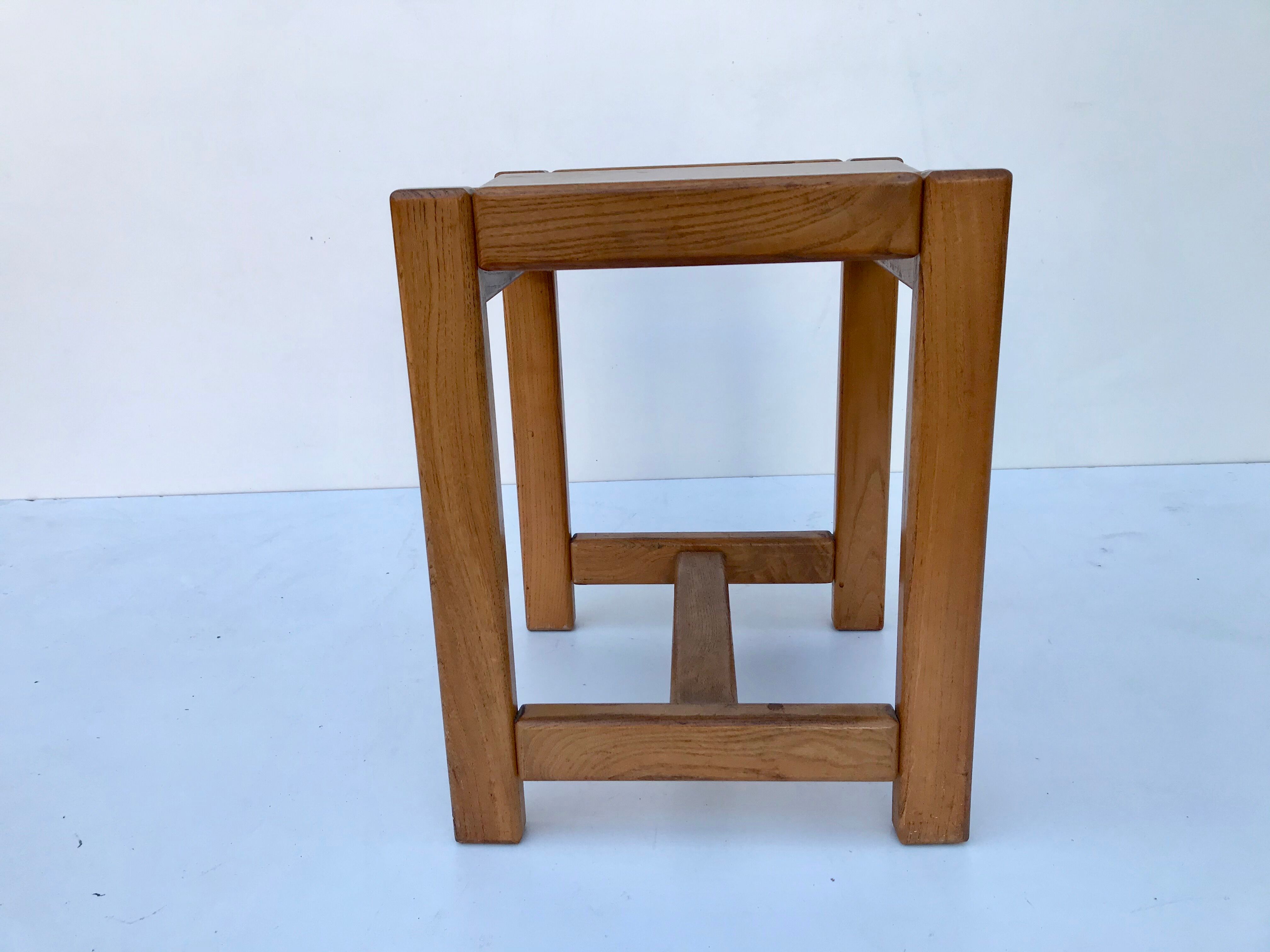 Massive elm stool France 70s