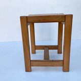 Tabouret en orme massif France années 70