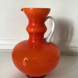 Orange opaline ball vase, vintage 70s