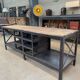 Industrial sideboard from metal and wood factory 1950