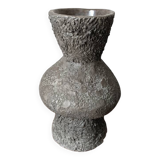 Handcrafted terracotta ceramic vase with brutalist enamel