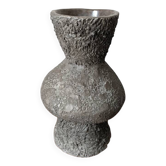 Handcrafted terracotta ceramic vase with brutalist enamel