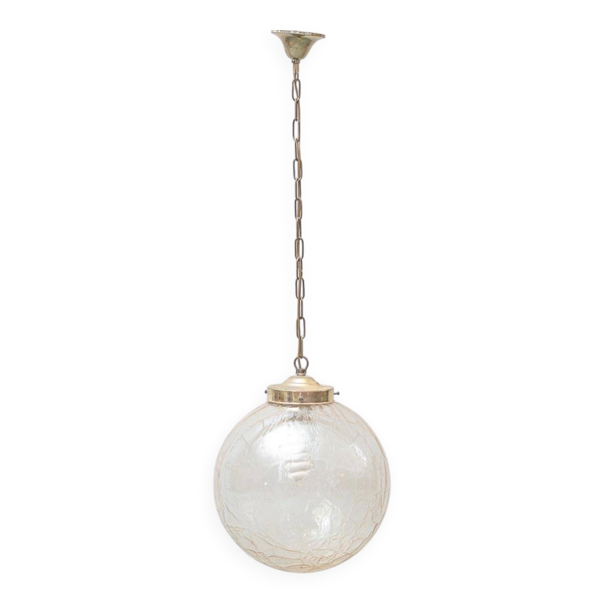 Vintage sphere chandelier in transparent glass and metal – 1960s