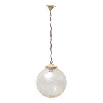 Vintage sphere chandelier in transparent glass and metal – 1960s