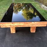 Vintage marble and smoked glass coffee table.
