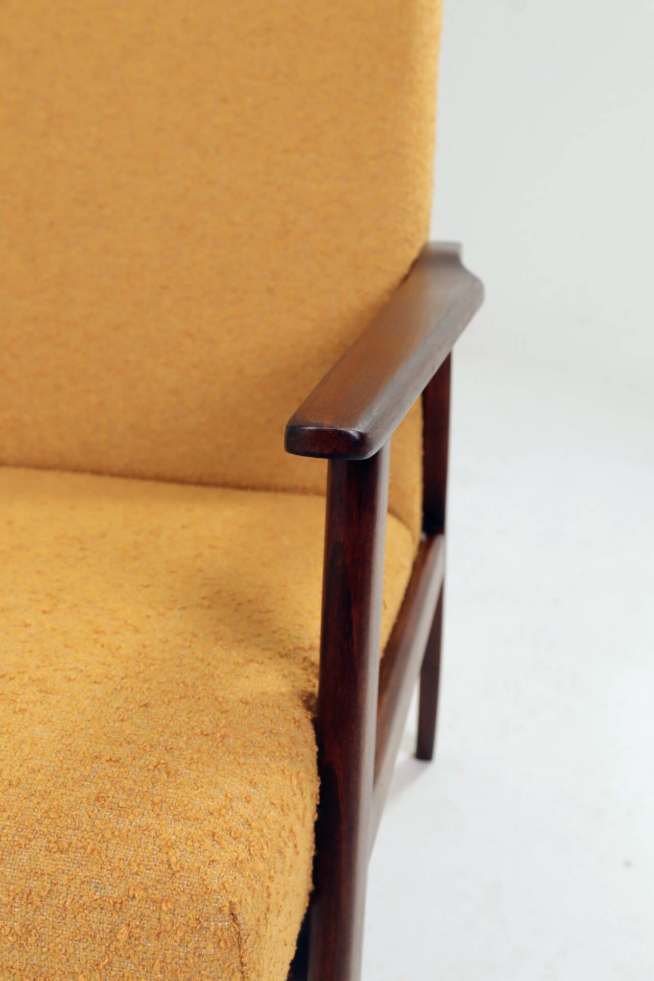 Pair Lounge Chairs Vintage Yellow Boucle,  Mid Century Design, 1960