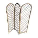 Large old triptych screen in vintage rattan