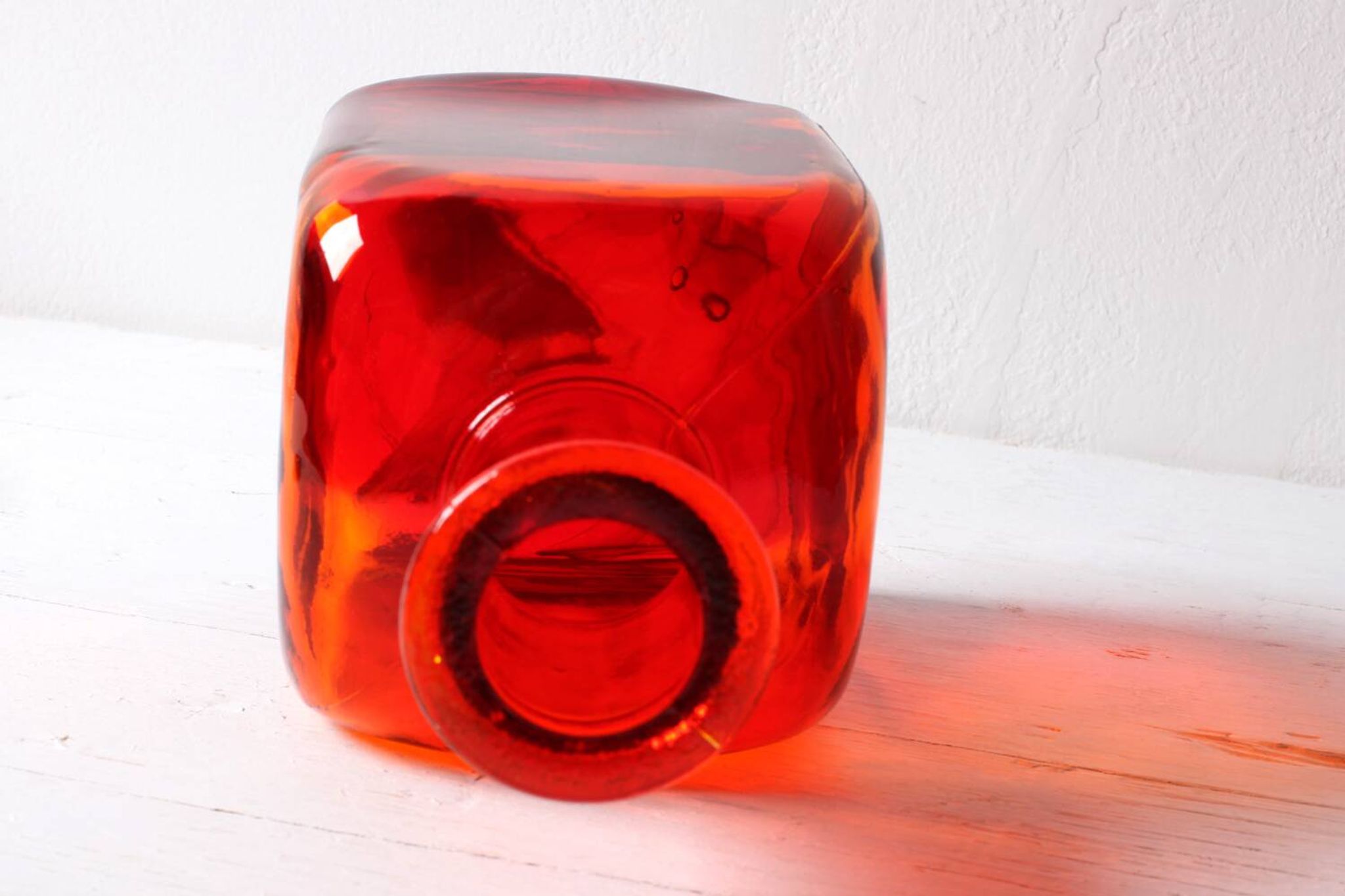 Rare Mid-century Red Glass Flack, Bottle, Decanter / Sweden / 1950s