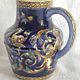 Old cream jug Gien Renaissance blue background 1938/1960