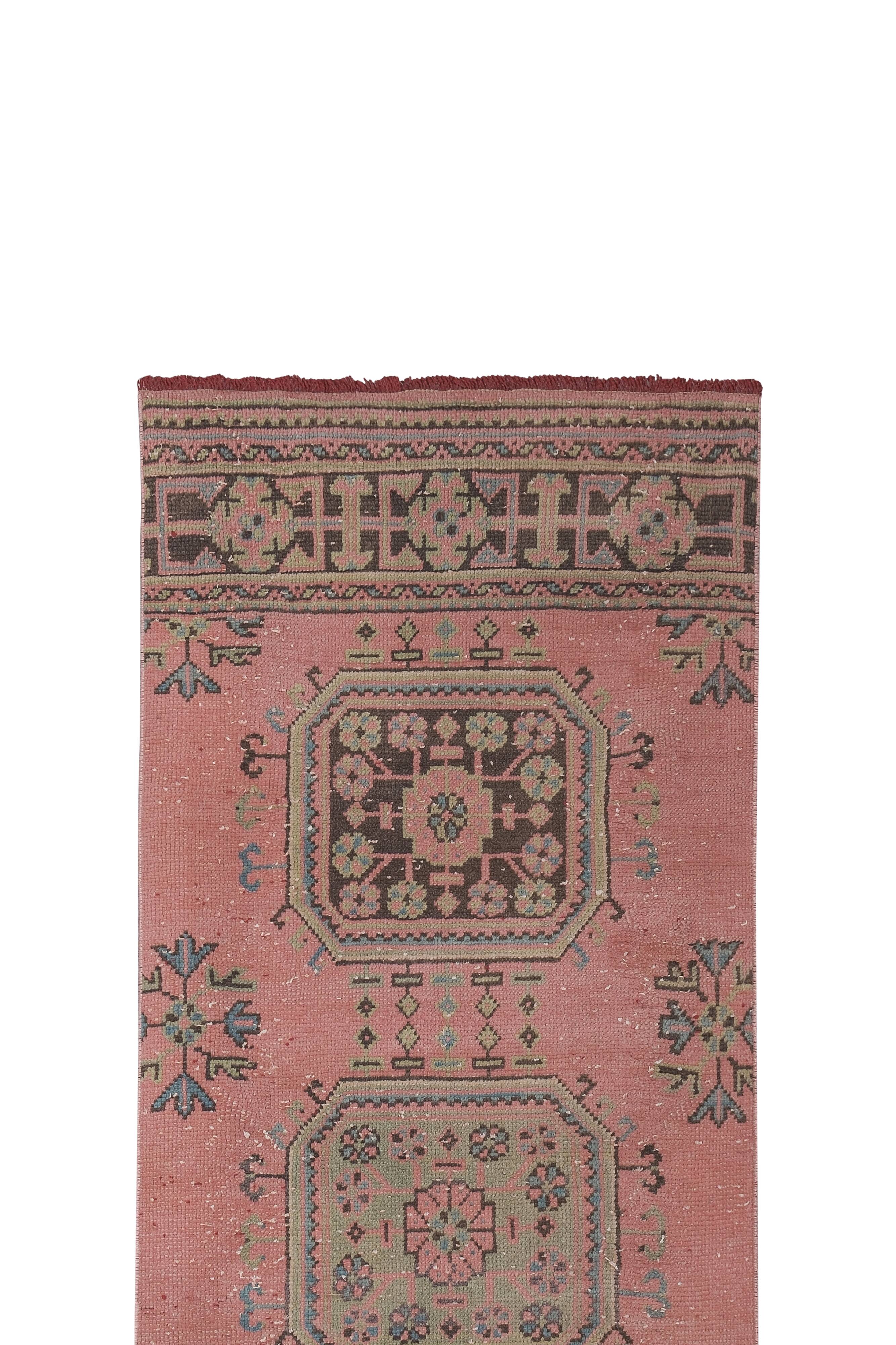 Vintage Turkish Oushak Rug Handwoven 79x664 cm