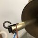 1950s six-branch brass and glass chandelier