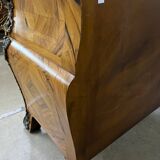 Louis XV style tomb chest of drawers in marquetry and marble