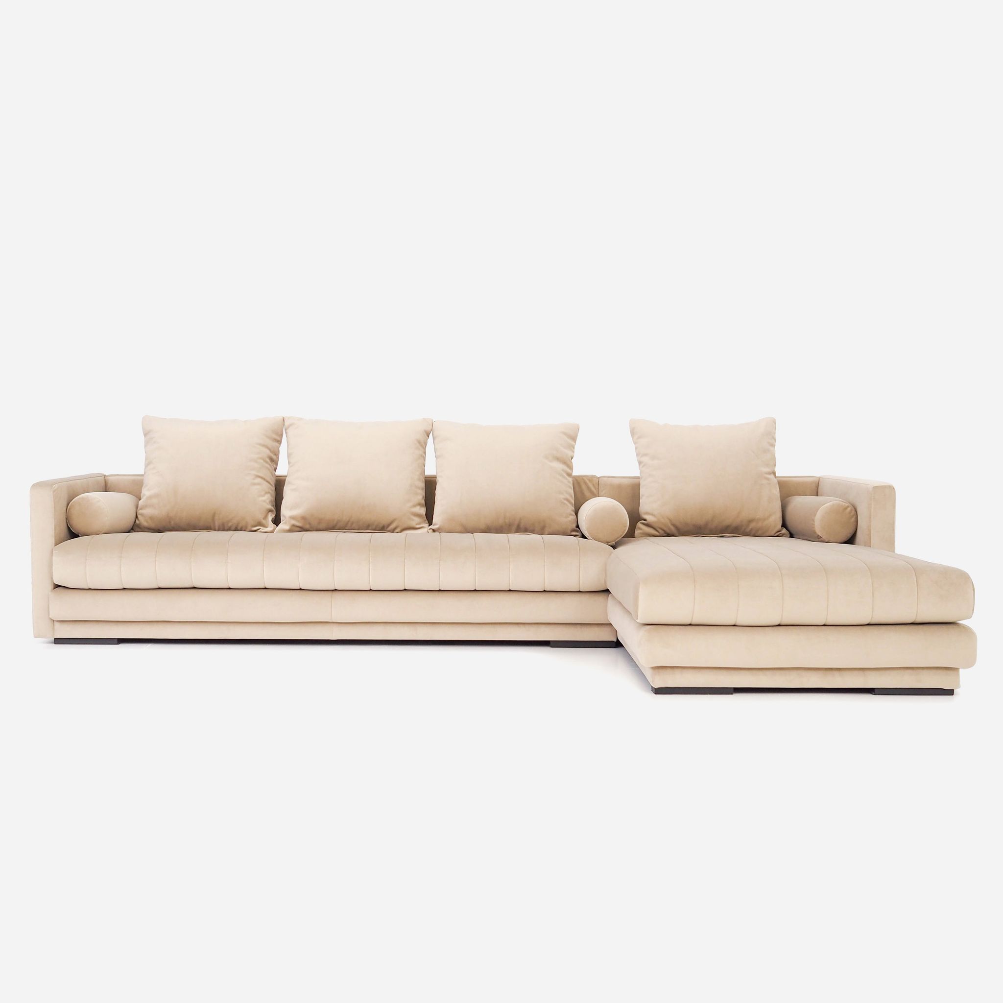 Beige velour corner sofa Copenhagen, Scandinavian design.