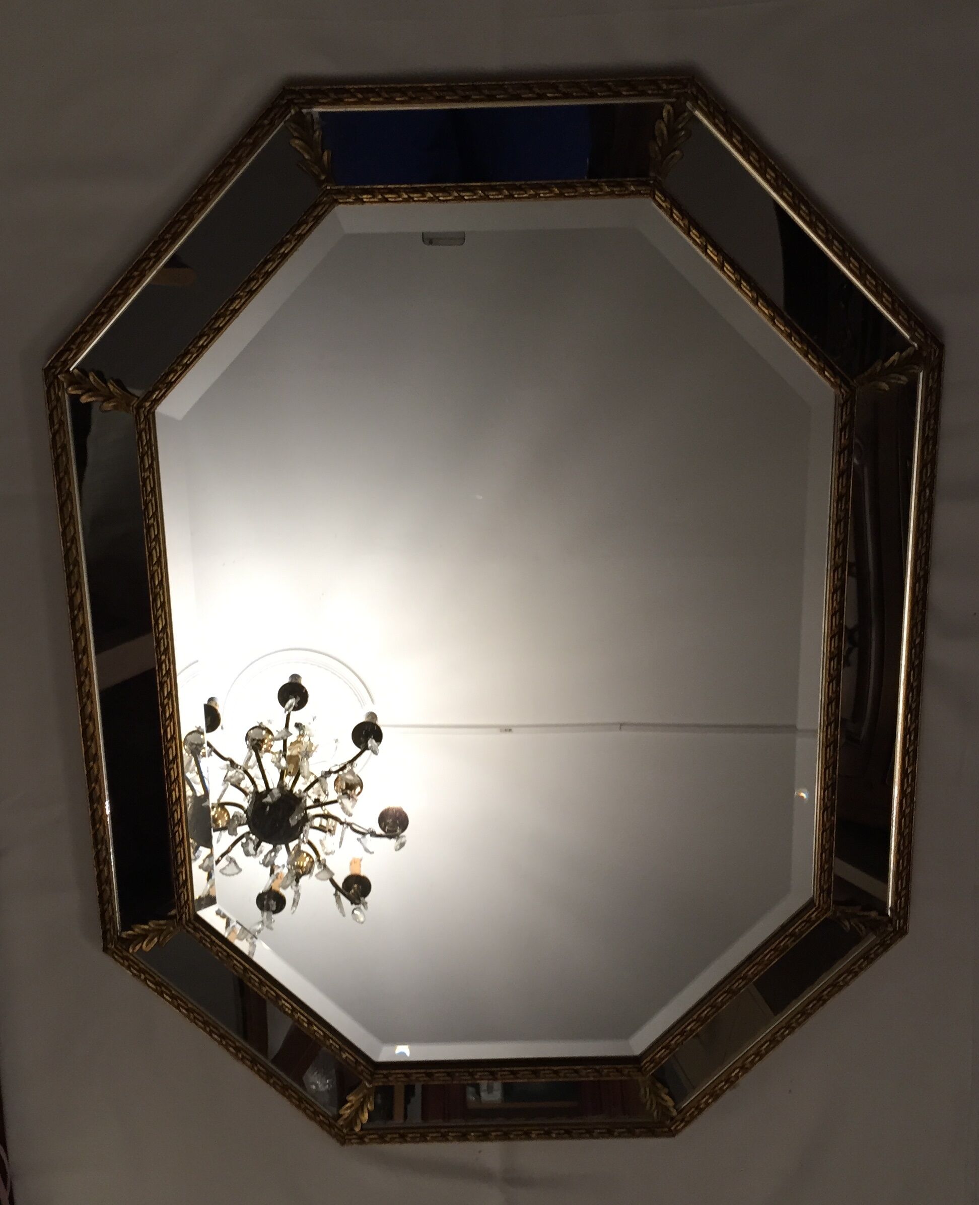 Octagonal mirror wooden gold beveled 92x71cm