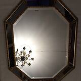 Octagonal mirror wooden gold beveled 92x71cm