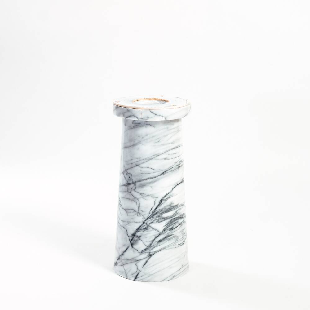 Table à manger ronde en marbre blanc dans le style d'Angelo Mangiarotti