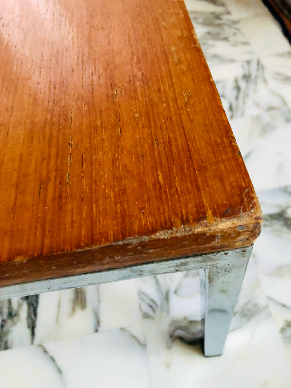 Modernist coffee table in chrome and solid wood - Bauhaus