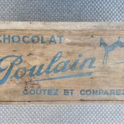 caisse de rangement en bois, chocolat Poulain