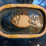 Empty blue ceramic pocket