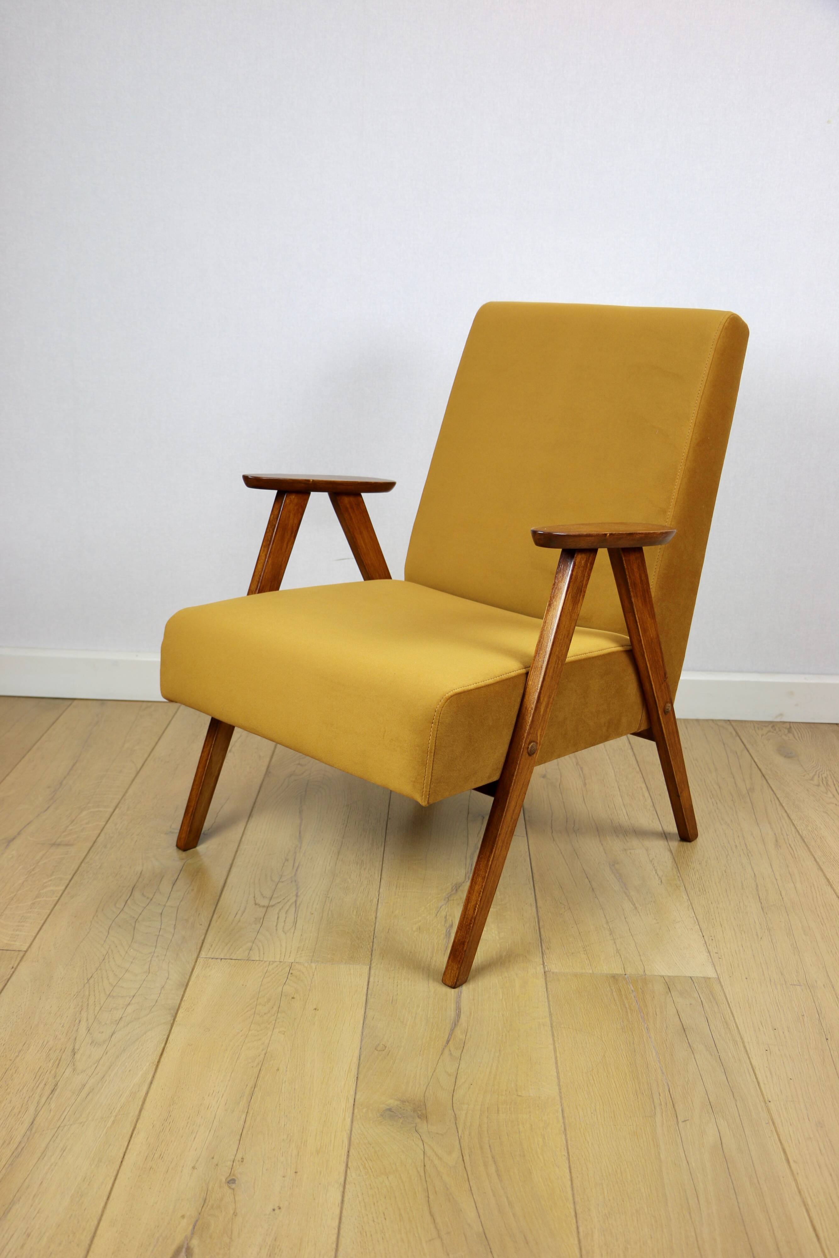 Classic vintage golden velvet armchair Jade - like Chierowski model - 2 pieces available