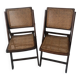 Pair of folding chairs in cane and dark wood