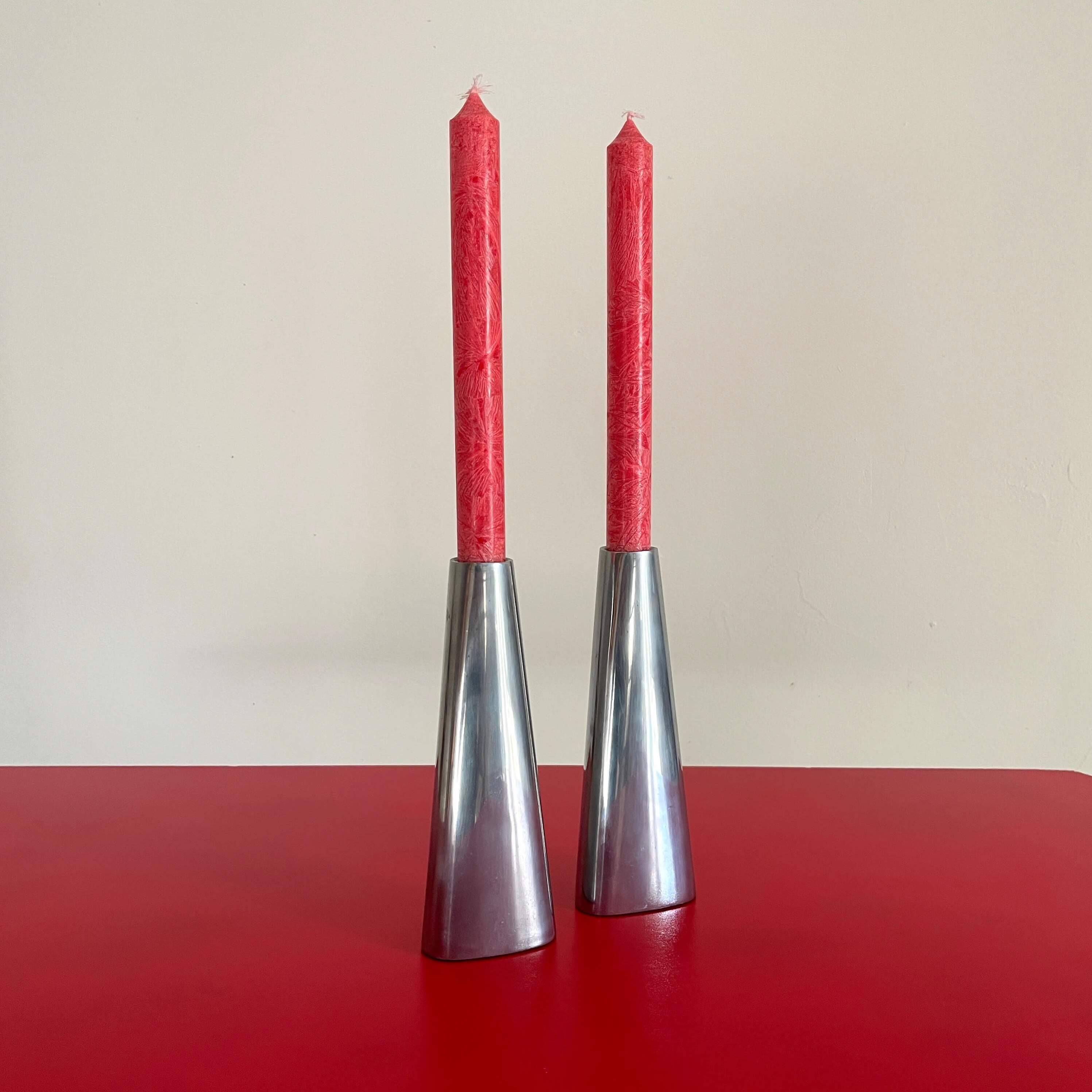 Two aluminum candlesticks