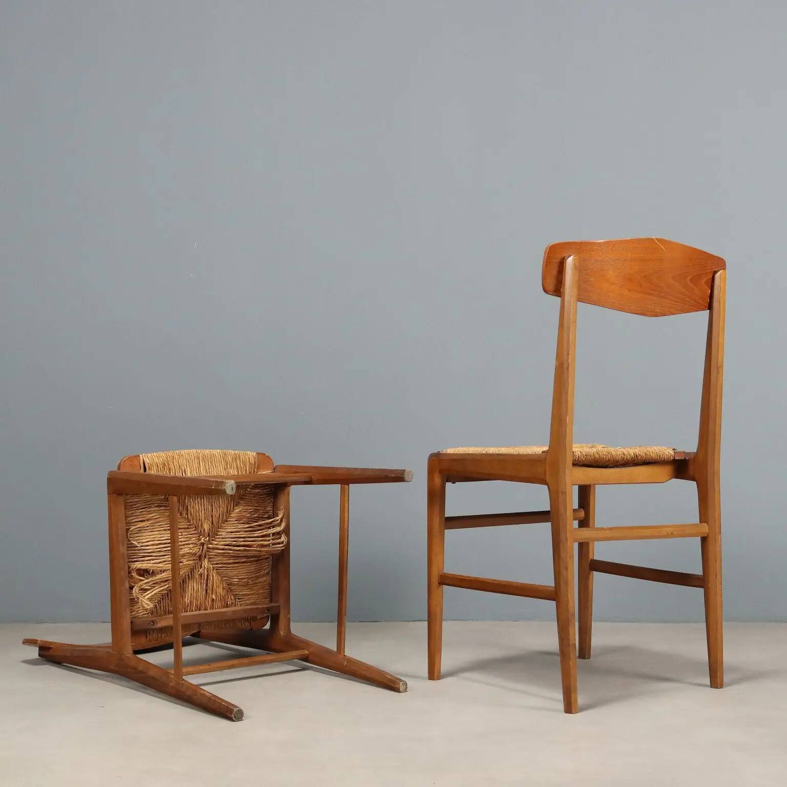 Vintage beech chairs, bent plywood, design, Italy, 1950s