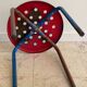 Tabouret industriel acier patine bleue & chocolat vintage