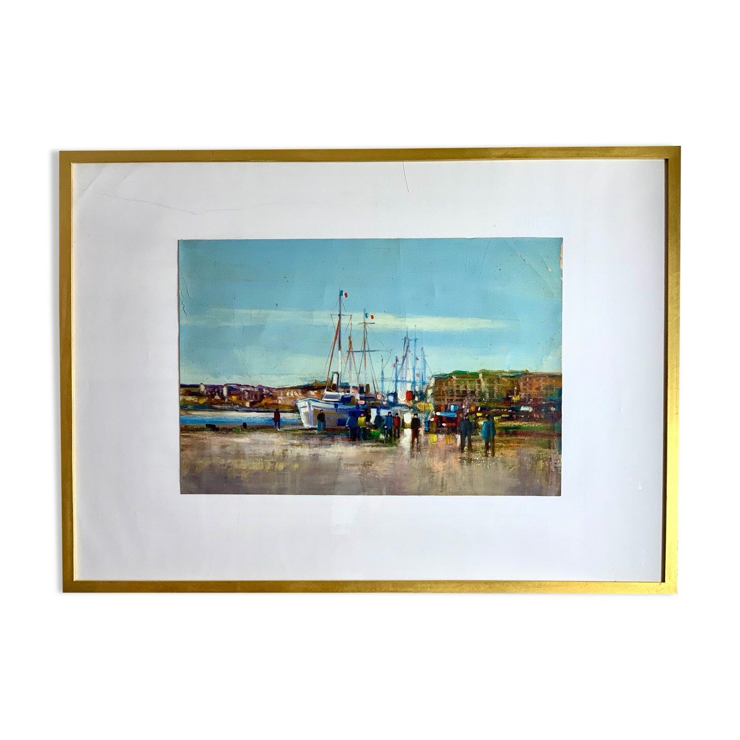Oil on canvas framed representing the Breton port of Dahouët