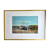 Oil on canvas framed representing the Breton port of Dahouët