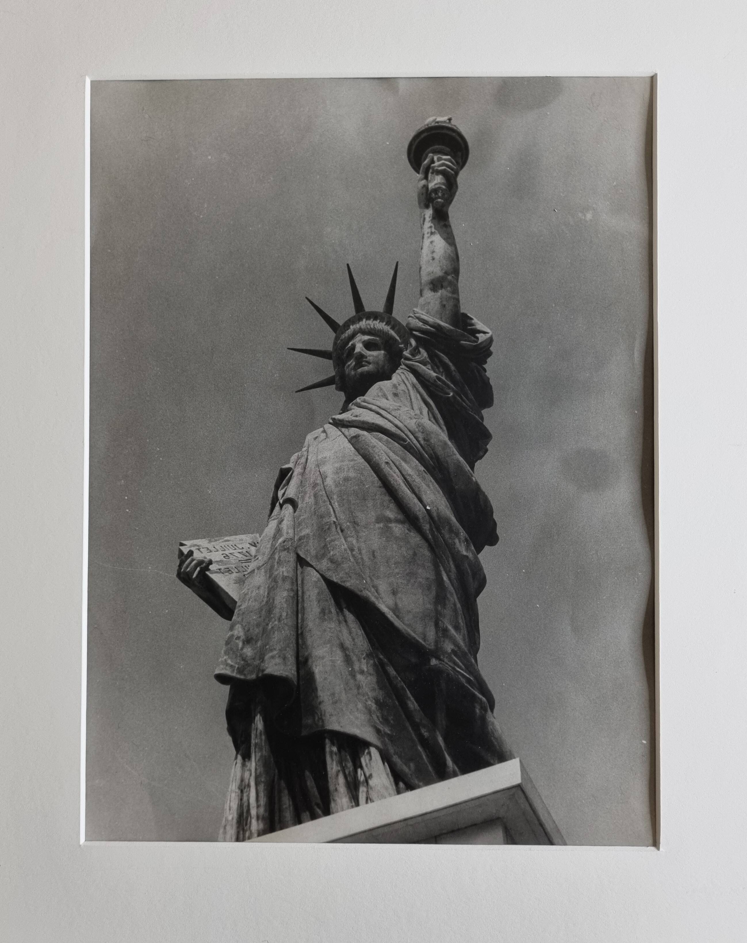 Vintage black and white photographic print, Statue of Liberty, 40 x 50 cm
