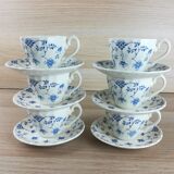 6 cups & saucers faience english
