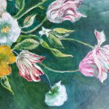 Oil on canvas tulips in vase