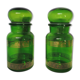 Paire de bocaux apothicaire vert