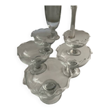 5 fruit cups and 2 small vases