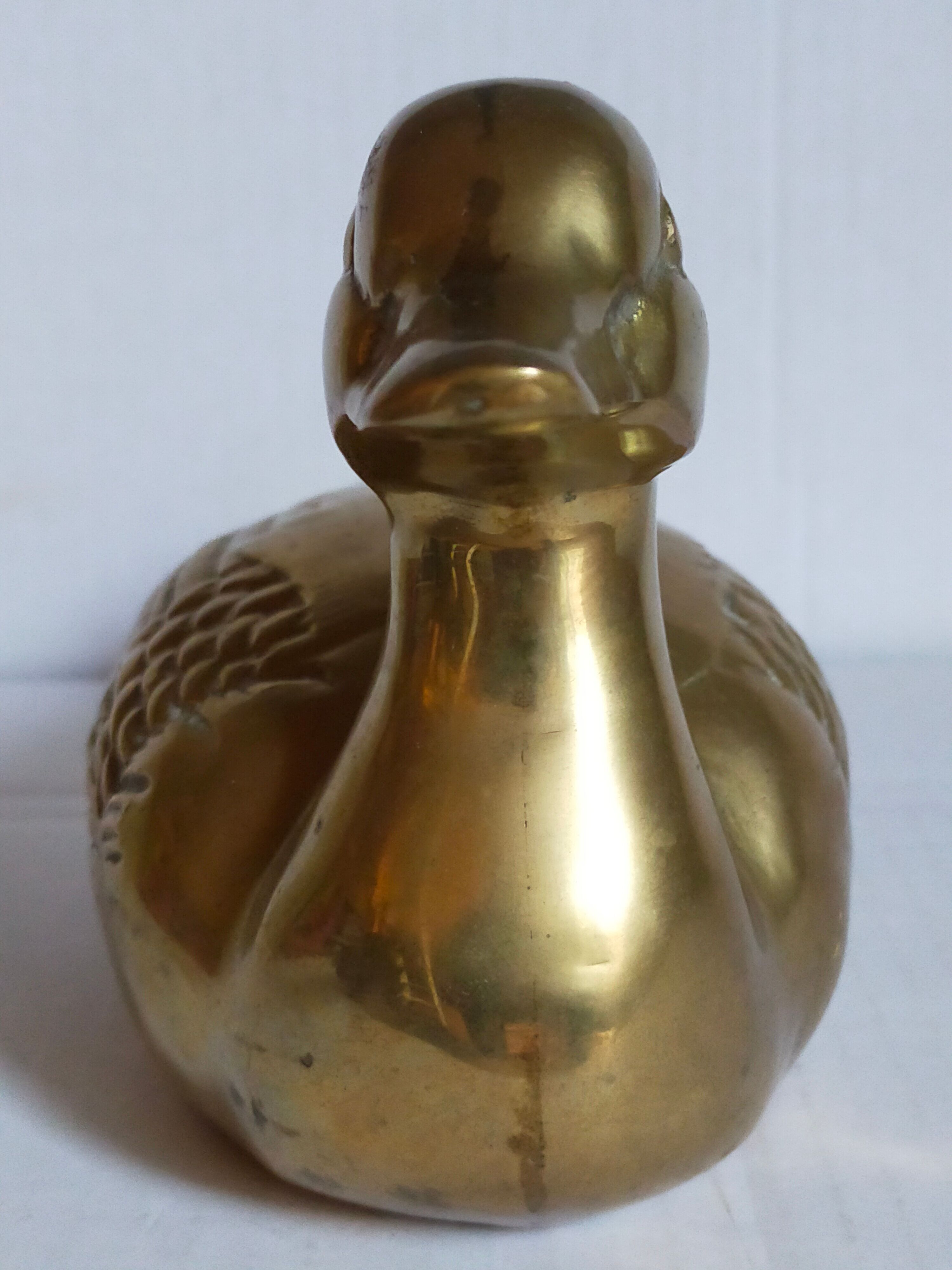 Vintage solid brass duck