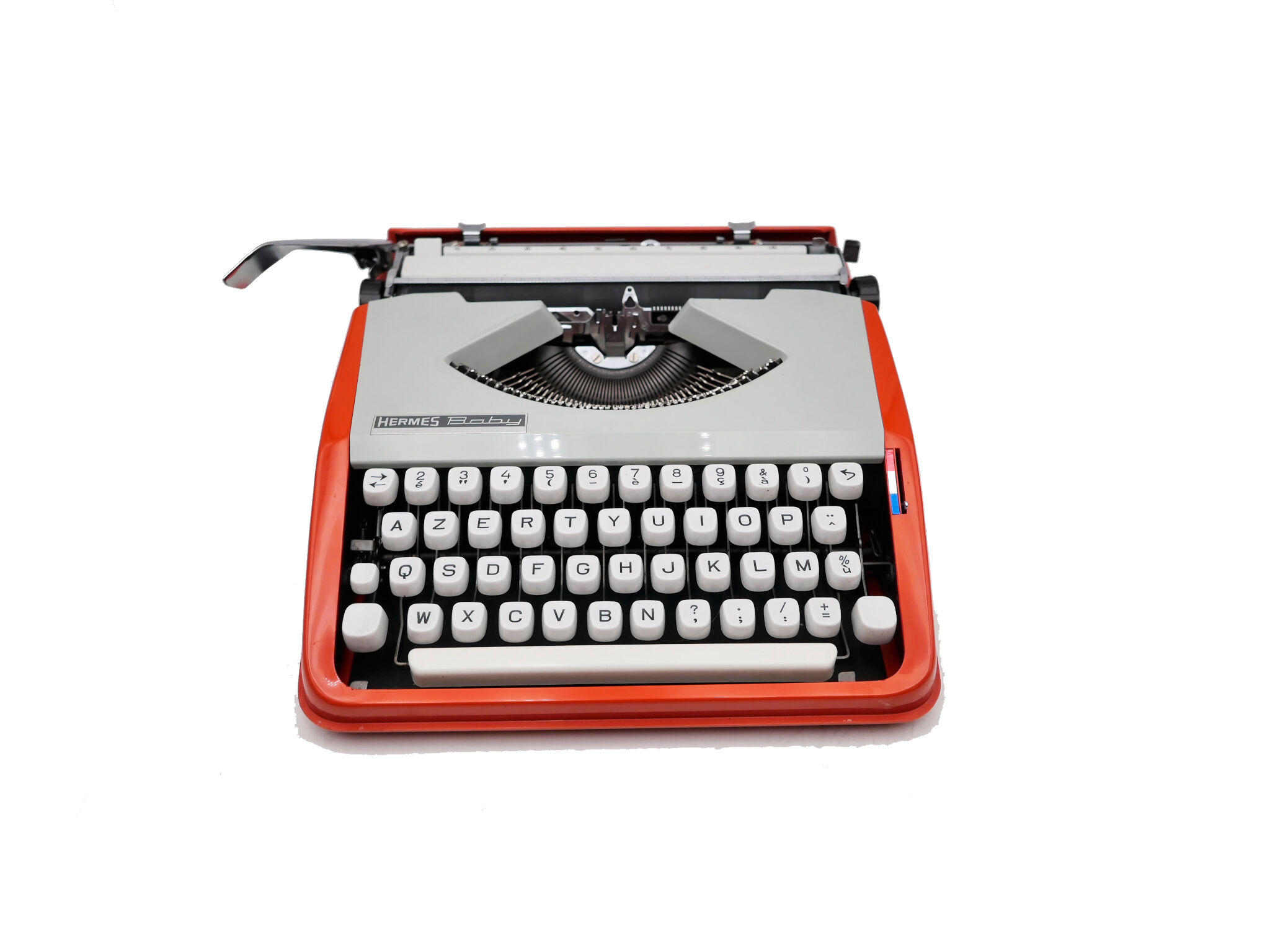 Typewriter hermes baby orange coral and blue cursive revised ribbon new