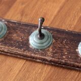 Patère ancienne (4 portants) bois et céramique