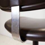 vintage swivel office chair in brown skai by Velca Legnano for Jules Wabbes