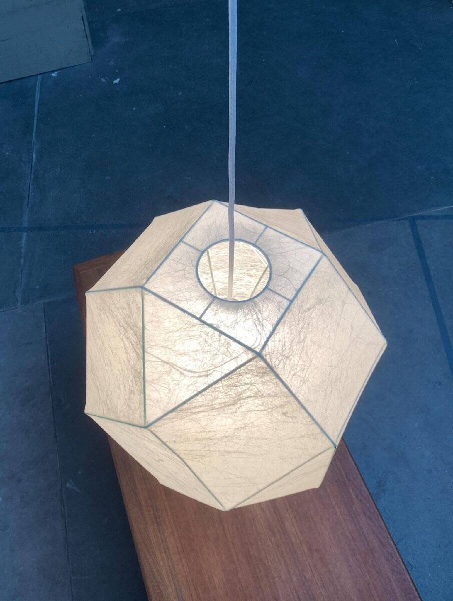 German cocoon pendant lamp from the mid-century by Goldkant Leuchten, Wuppertal.