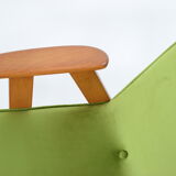 Vintage restored armchair, model 366, designer J. Chierowski, olive velvet