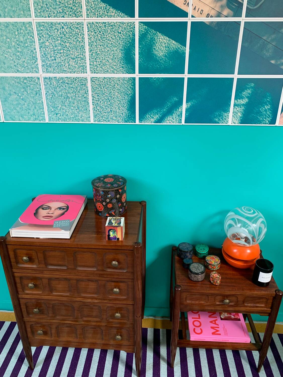 Vintage chest of drawers and bedside table set