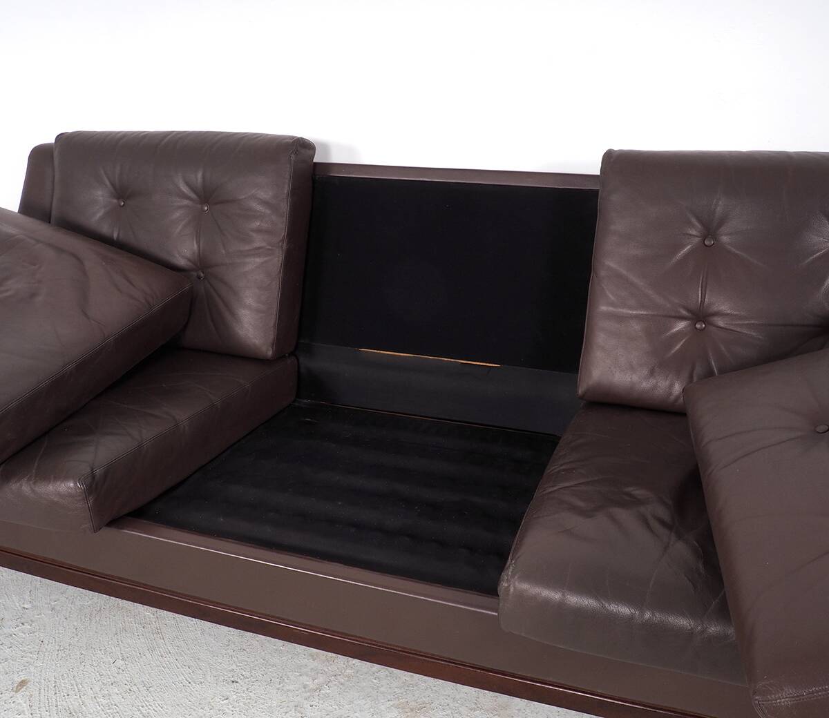Vintage Brown Leather Sofa on Rosewood Legs from Porfilia Werke, 1960s