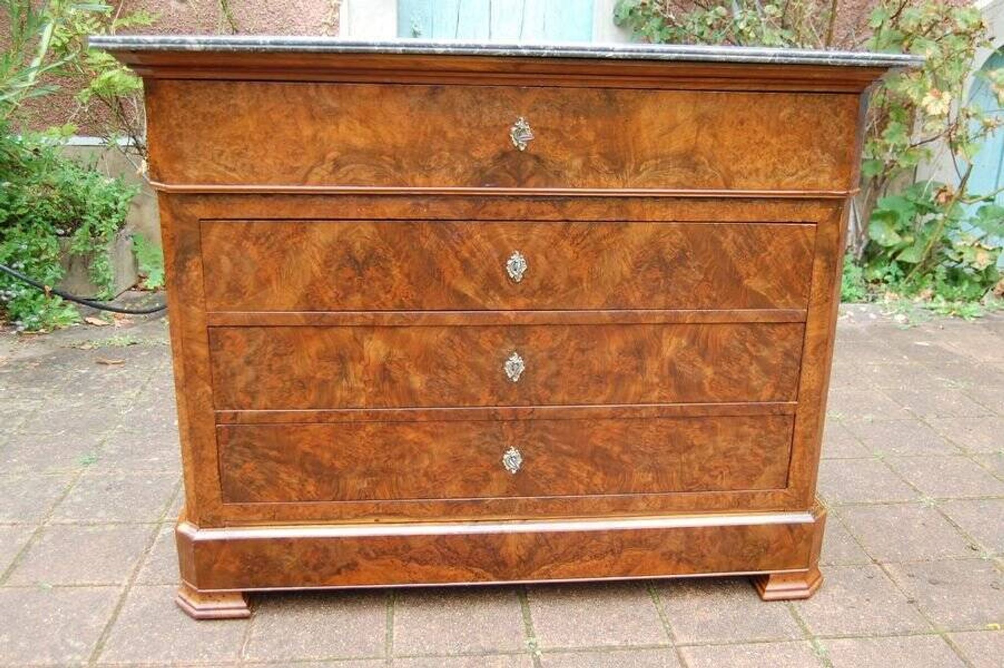 Commode secrétaire d'époque Louis Philippe en noyer du 19e siècle