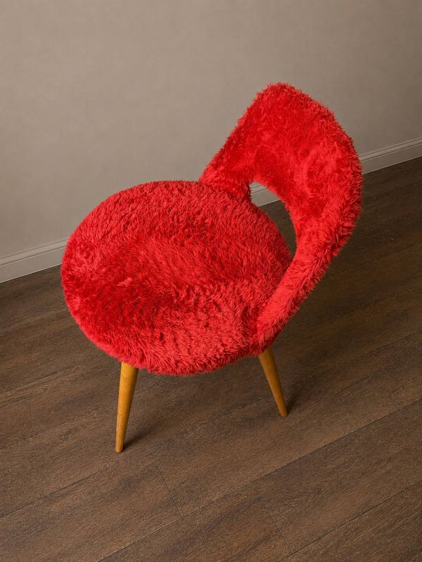 Paire de fauteuils vintage moumoute rouge années 60