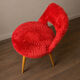 Pair of vintage red shaggy armchairs from the 1960s.