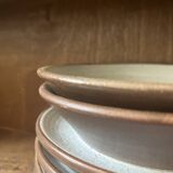 service a dessert 6 assiettes plates + 2 creuses en gres de gien, 1970